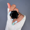 Black obsidian hexagon ring