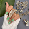 Large raw green amethyst gem ring