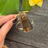 Freeform faceted bulky smoky quartz cuff bracelet