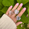 Amethyst crystals slice small crescent moon ring