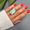 Freeform faceted amazonite ring