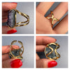 Druzy amethyst crescent moon ring