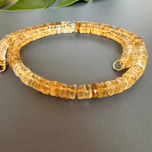 Shaded citrine heishi knotted necklace