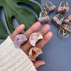 Druzy pink amethyst moon ring