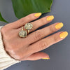 Duo oval-shaped pyrite cluster ring