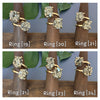 Duo oval-shaped pyrite cluster ring