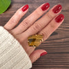Freeform faceted tiger's eye ring