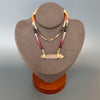 Multicolor sapphire necklace with pink lemurian horizontal connector