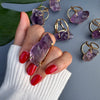 Large raw purple amethyst gem ring