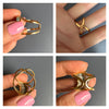 Amethyst crystals slice small crescent moon ring