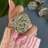 Cocktail large pyrite disk ring
