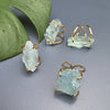 Large raw aquamarine gem ring
