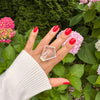 Lozenge crystal quartz ring