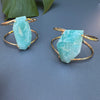 Freeform faceted amazonite cuff bracelet
