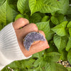 Druzy amethyst crescent moon ring