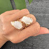Duo milky quartz ring