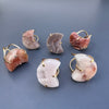 Druzy pink amethyst moon ring