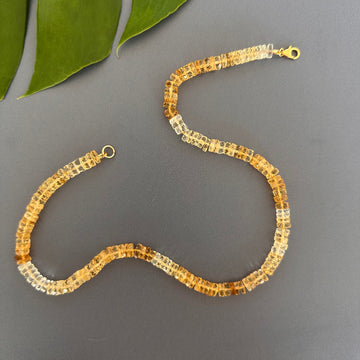 Shaded citrine heishi knotted necklace