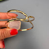 Rose quartz hexagon cuff bracelet