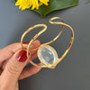Clear crystal marquise gold cuff bracelet