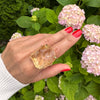 Large raw citrine gem ring