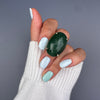 Green quartz oval cabochon ring