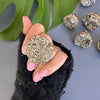 Cocktail large pyrite disk ring