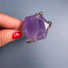 Purple amethyst hexagon cuff bracelet