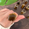 Freeform faceted tiger's eye ring