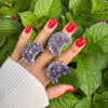 Druzy amethyst crescent moon ring