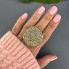 Cocktail large pyrite disk ring