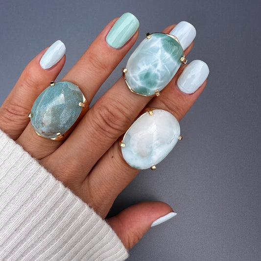 Larimar oval cuff ring