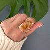 Freeform faceted golden healer ring