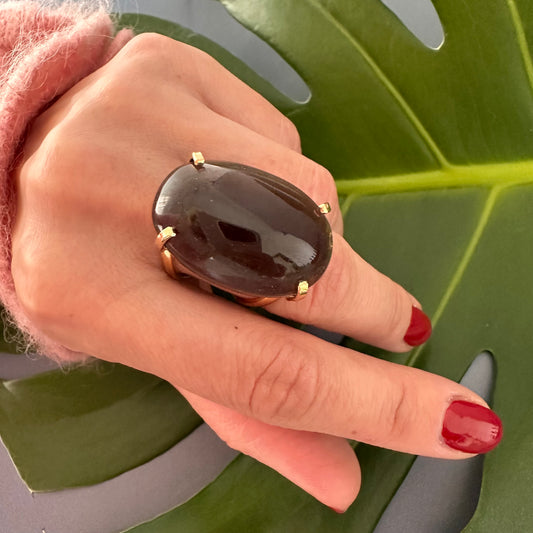 Smoky quartz oval ring