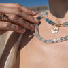 14-karat gold aquamarine tubes interlocking necklace