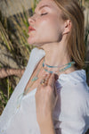 shaded aquamarine double wrap necklace