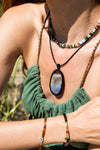 Botswana agate macramé pendant