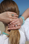 Freeform faceted clear quartz crystal ring