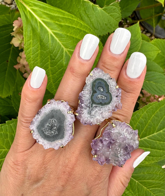 Medium amethyst stalactite ring