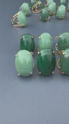 Green quartz oval cabochon ring