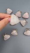 Rose quartz puffy triangle ring