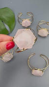 Rose quartz hexagon cuff bracelet
