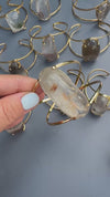 Quartz with inclusions cuff bracelet