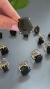 Freeform faceted black onyx ring