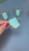 Freeform faceted amazonite cuff bracelet